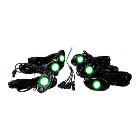 Carjamz Race Sport 6 LED Glow Pod Kit w/ Brain Box IP68 12V w/ All Hardware, Green RSLD6KITG